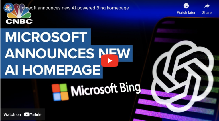 Microsoft announces new AI-powered Bing homepage (CNBC Television)