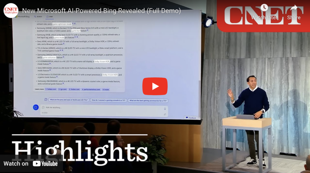 New Microsoft AI-Powered Bing Revealed (Full Demo) (CNET Highlights)